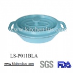 Mini blue enamel cast iron po
