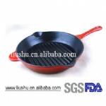 Enamel cast iron round shape non-stick fry pan / grill pan